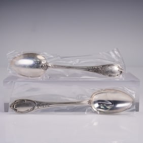 2pc Buccellati Sterling Silver Place Spoons, Monte Mario Pattern