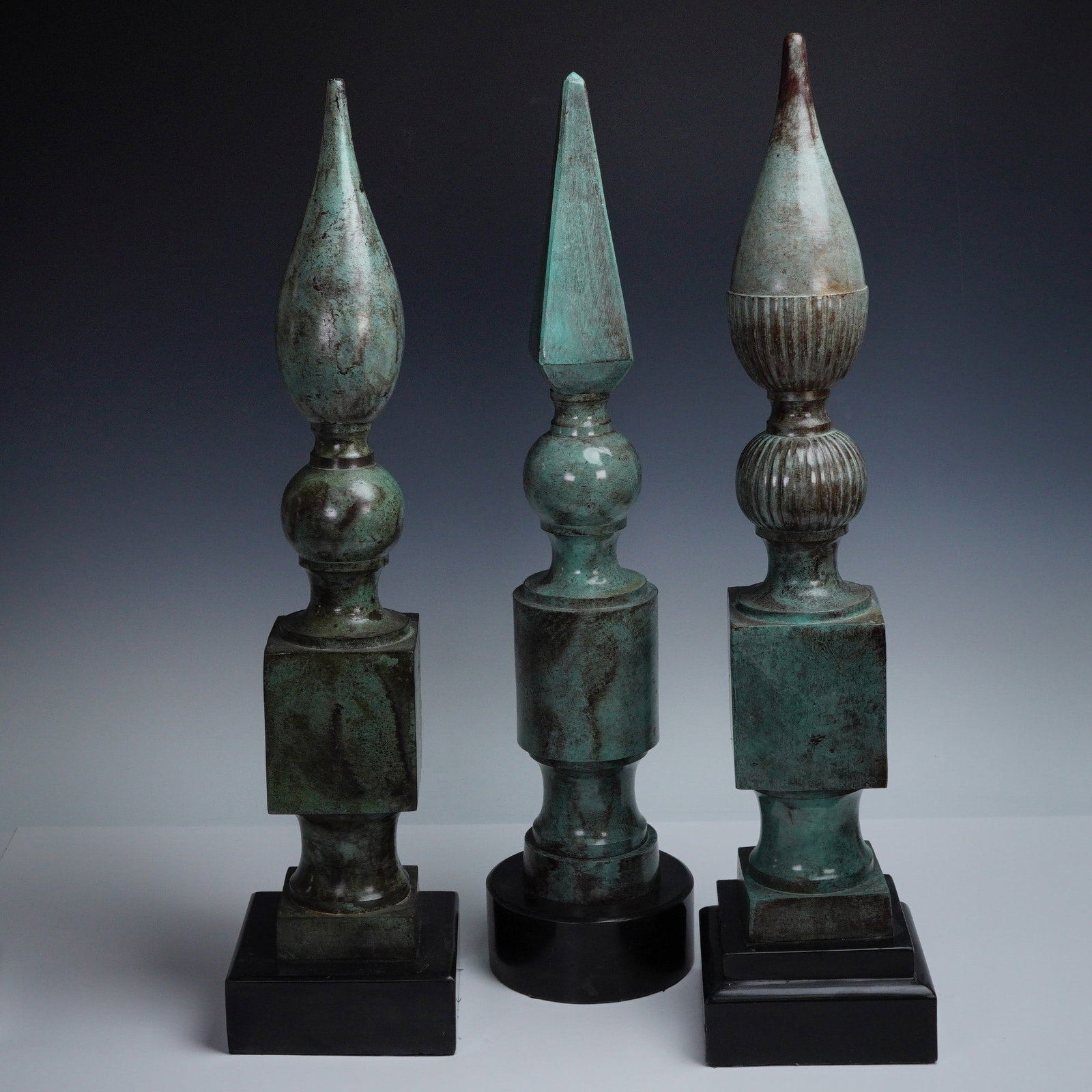 3pc Decorative Finials Set, Verdigris Patina, Made in India (1 of 7)