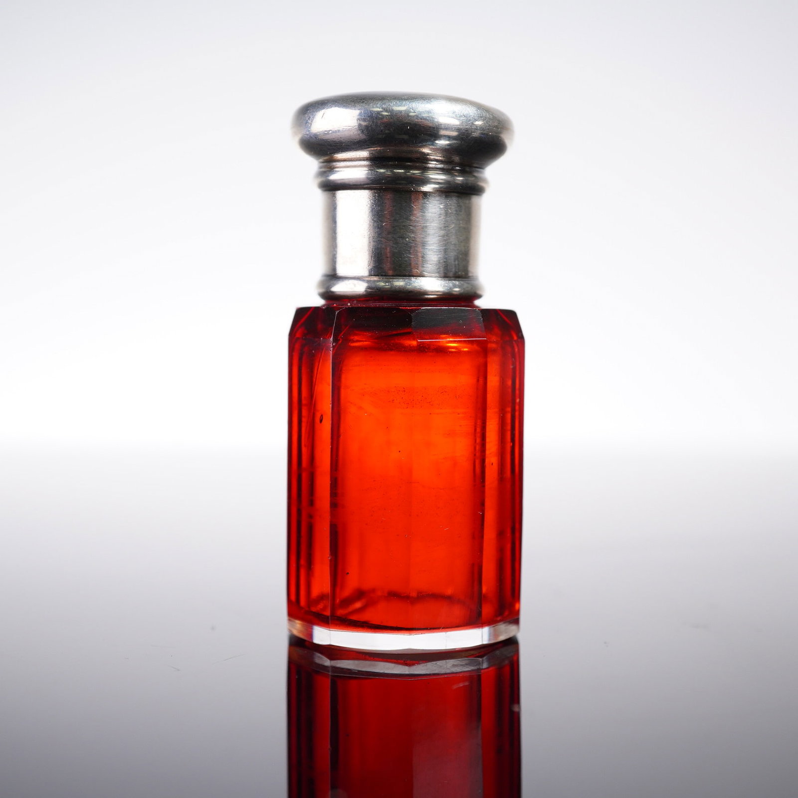 European Silverplate and Metal Capped Glass Scent Bottle (1 of 4)