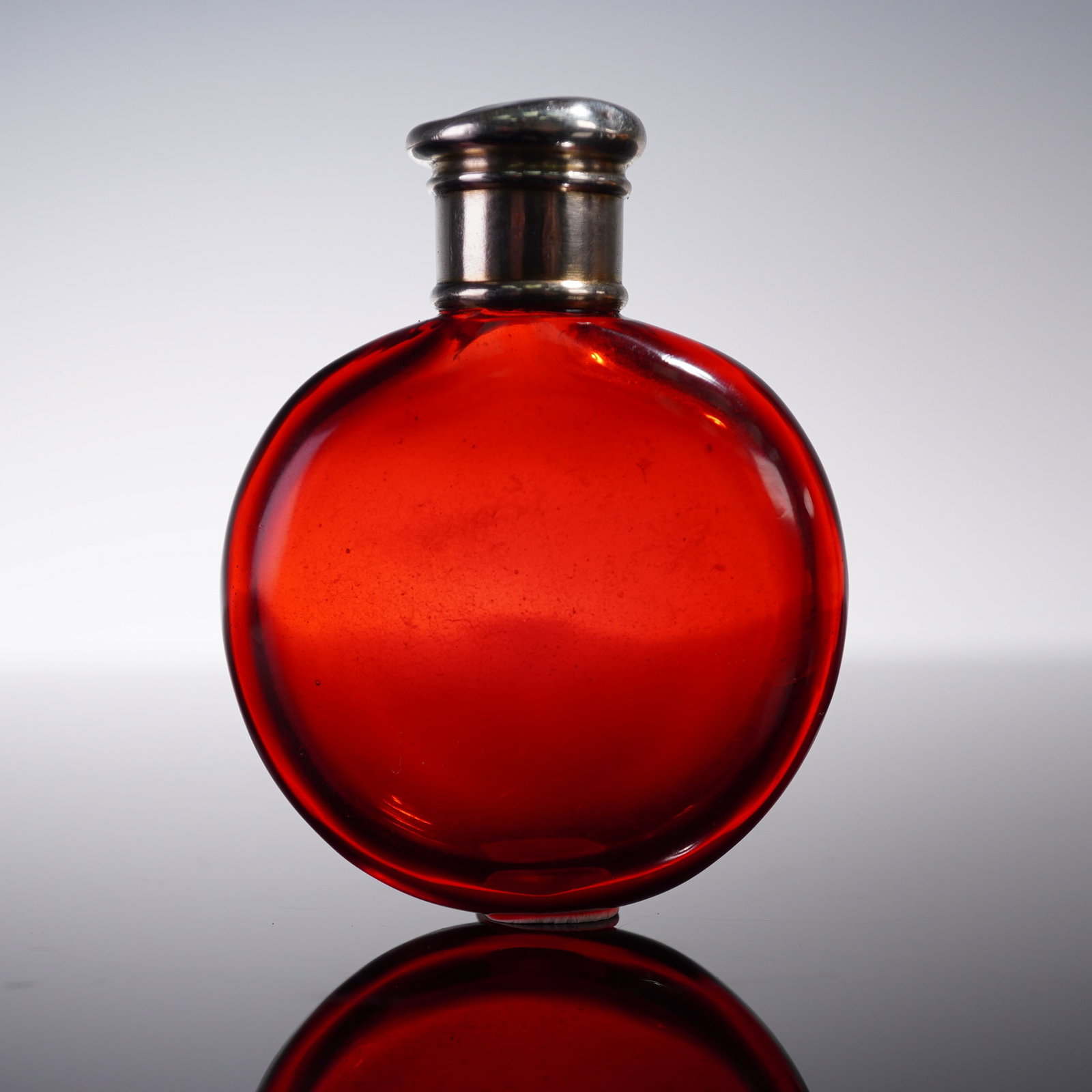 European Silverplate and Metal Capped Ruby Glass Scent Bottle (1 of 5)