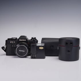 4pc Konica FC-1 35mm Film Camera Kit with Lens and Flash