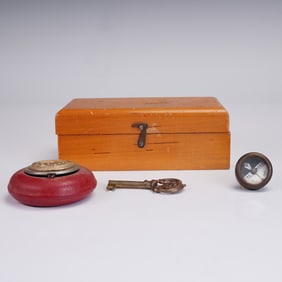 4pc Vintage Brass Apothecary Weights, Las Vegas Souvenir, Compass and Key