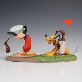 3pc Walt Disney Classics Figurines, Mickey Mouse and Pluto Gol w /Base