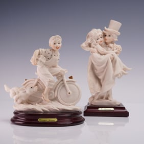 2pc Giuseppe Armani Florence Boy on Bike and Bride Figurines