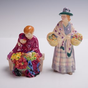 2pc Royal Doulton Miniature Street Vendors Figurines