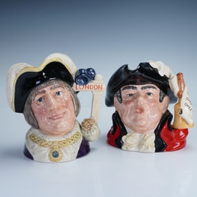 2pc Royal Doulton Large Character Jugs, Dick Whittington and Town Crier
