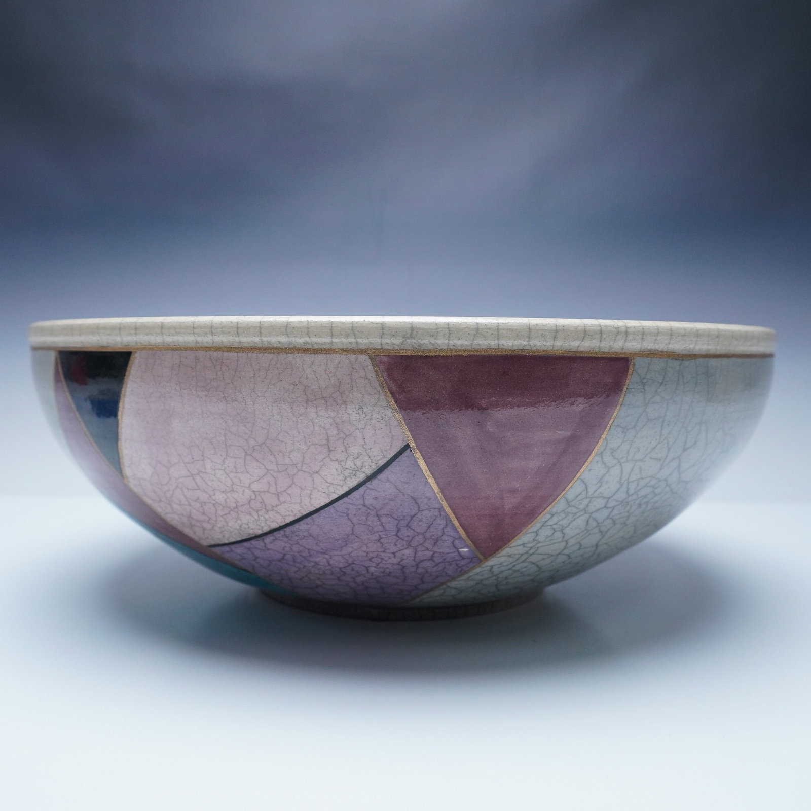 Large Ceramic Geometric and Floral Theme Centerpiece Bowl (1 of 4)