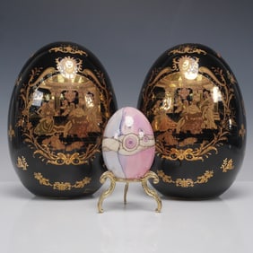 3pc L.F. Fine Porcelain and Decorative Egg Set