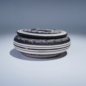 Hand-Made Cypriot Black and White Lidded Treasure Box