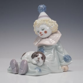 Lladro Porcelain Figurine, Pierrot with Puppy 1005277