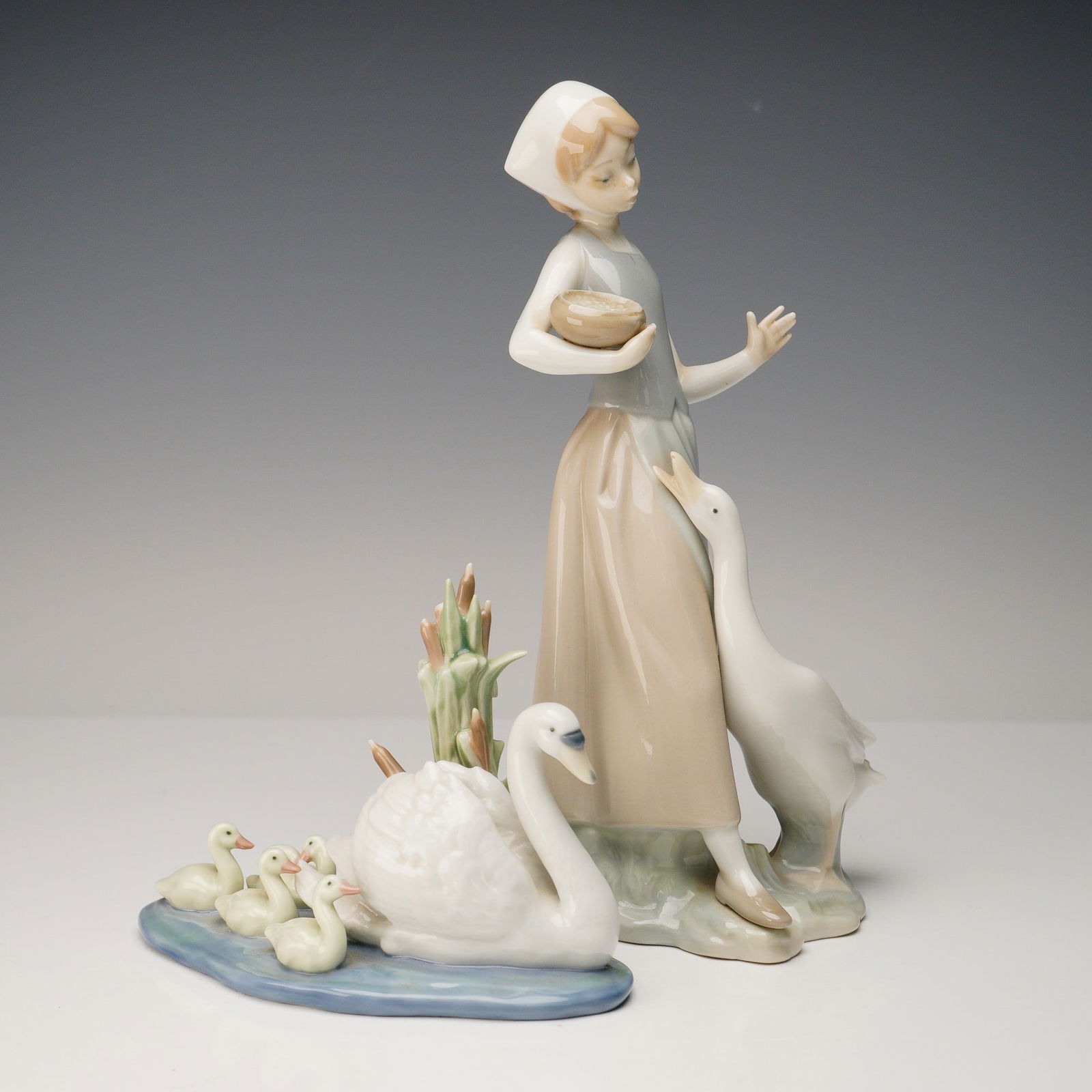 2pc Lladro Porcelain Figurines Girl with Duck and Follow Me (1 of 8)