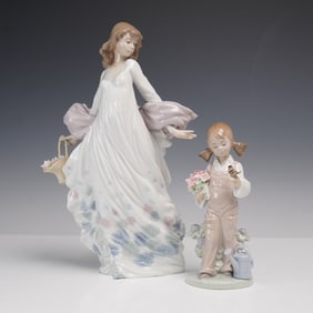 2pc Lladro Porcelain Figurines, Spring Splendor 1005898 and Spring 1005217