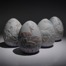 4pc Lladro Porcelain Annual Egg Ornaments