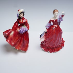2pc Royal Doulton Figurines, Fond Farewell HN3815 and Lilac Time HN2137