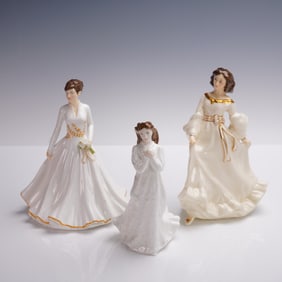 3pc Royal Doulton Figurines: Winter Wonderland HN5639, HN3728 & HN4076
