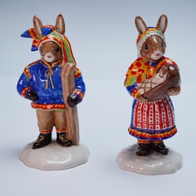 2pc Royal Doulton Bunnykin Figurines, Summer and Winter Lapland