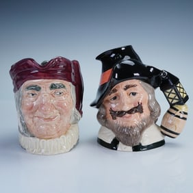 2pc Royal Doulton Character Jugs, Guy Fawkes D6861 & Simon The Cellarer
