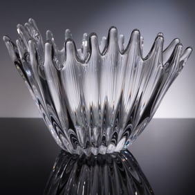 Contemporary Art Glass Vase with Crowned Rim Design