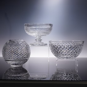 3pc Waterford Cut Crystal Table Pieces: Bowls and Vase