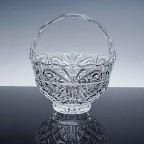 Vintage Cut Crystal Basket with Handle