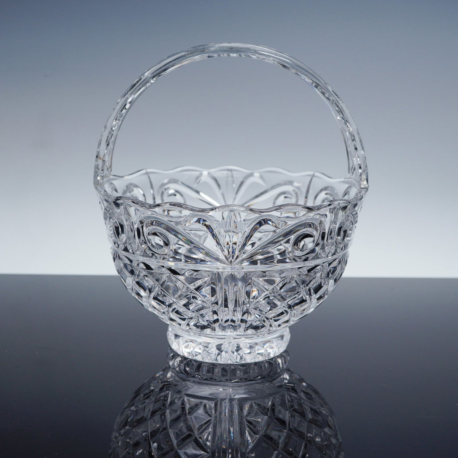 Vintage Cut Crystal Basket with Handle (1 of 5)