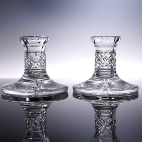 Pair of Waterford Crystal Single Light Candlesticks