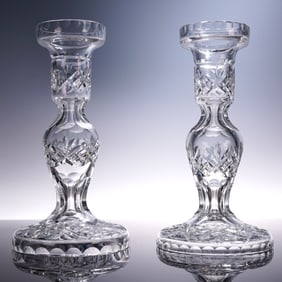 Pair of Waterford Crystal, Tall Single Light Candlesticks