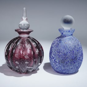 4pc Contemporary Art Glass Scent Bottles with Stoppers