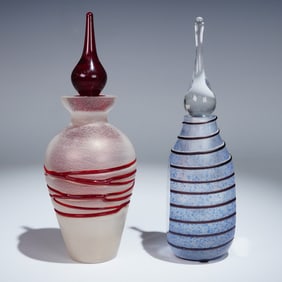 4pc Contemporary Studio Art Glass Perfume Bottles & Stoppers