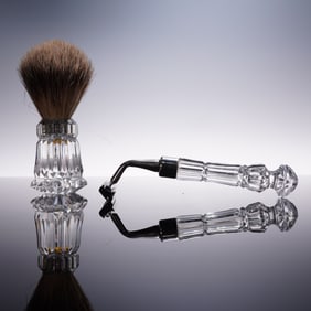 2pc Waterford Crystal Shaving Brush and Razor Set
