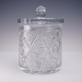 American Brilliant Cut Glass Lidded Biscuit Jar