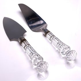 2pc Waterford Crystal Pie and Cake Server Set, Stainless Blades