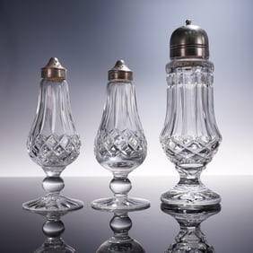 3pc Waterford Crystal Salt, Pepper, and Sugar Shakers