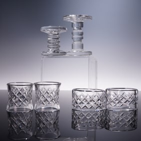 6pc Waterford Crystal Tableware: Knife Rest, Salt Cellars & Napkin Rings