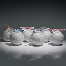 6pc Lladro Porcelain Annual Christmas Ball Ornaments