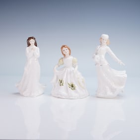 3pc Royal Doulton Porcelain Ladies in White Figurines