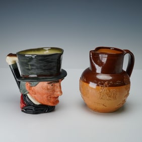 2pc Royal Doulton John Peel Orange Jug & Doulton Lambeth Jug