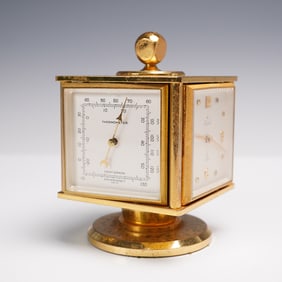 Swiss Gilt Desk Compendium with Clock and Weather Dials