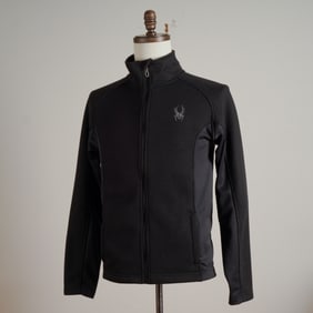 Spyder Men's Black Fleece-Backed Full Zip Performance Jacket