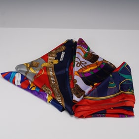 Group of 4 Boldly Patterned Fashion Scarves