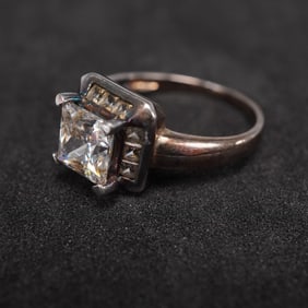 Sterling Silver Princess Cut Diamond Ring