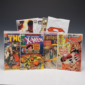 8pc Marvel and DC Comic Books, Thor, Spider-Man, Superman, and More