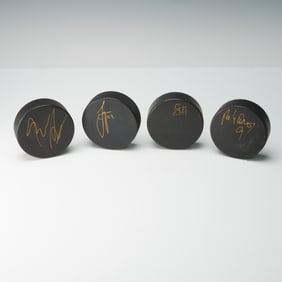 4pc Autographed Florida Panthers Hockey Pucks, Barnes, Smyth, Sheppard