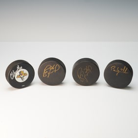 4pc Autographed Florida Panthers Hockey Pucks, Gratton, Gustafsson, Dvorak