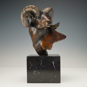 Wildlife Bronze Sculpture, Ram by Vince Valdez