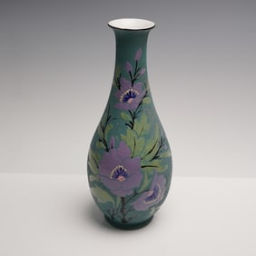 Chinese Porcelain Vase, Enamel Purple Flower Motif