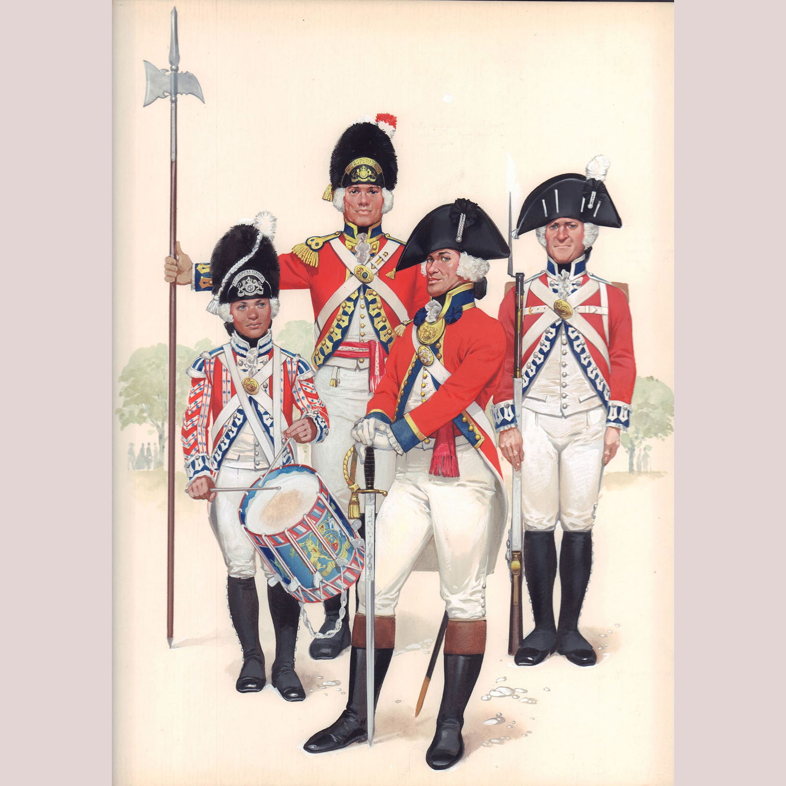 Angus McBride Original Gouache on Board, British Infantry 18th Century (1 of 2)