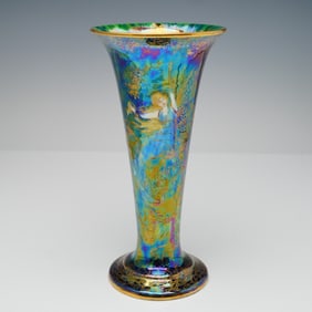 Wedgwood Black Fairyland Lustre Trumpet Vase, Butterfly Women Z4968