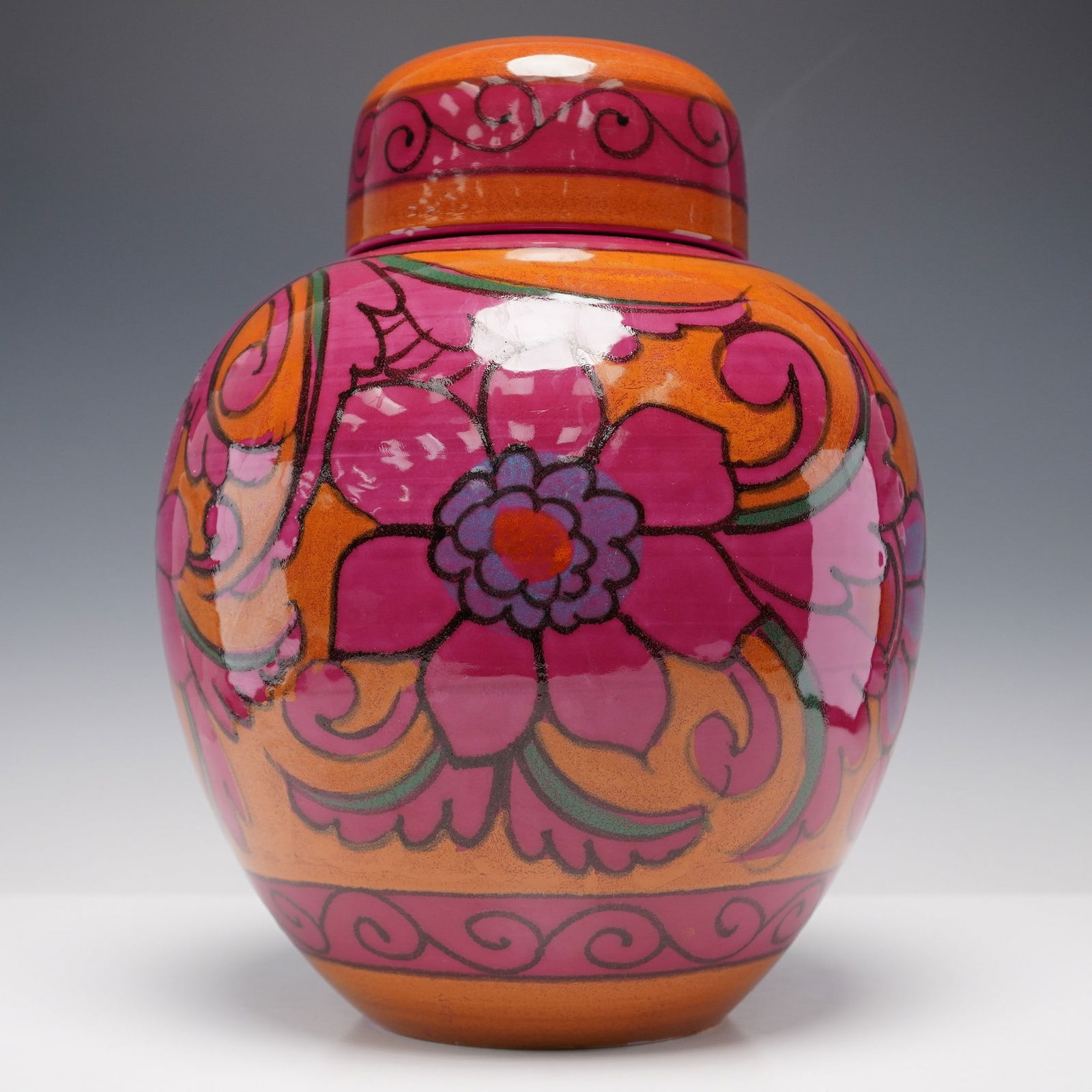 Italian Pottery Covered Ginger Jar (1 of 5)