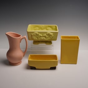 4pc Lot of Vintage American Pottery Inc. McCoy Pitcher and California Vase